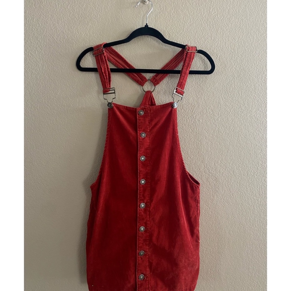 Corduroy Red Overall Dress